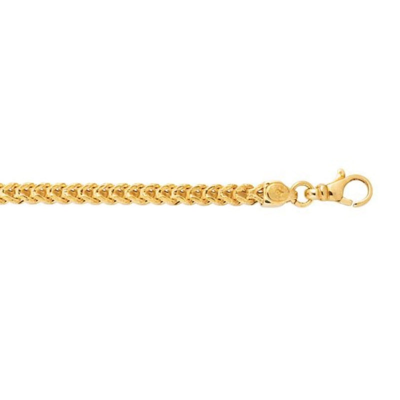14k Yellow Gold Square Franco Bracelet (4.40 mm) 14K yellow gold square Franco chain bracelet, 4.40 mm width
