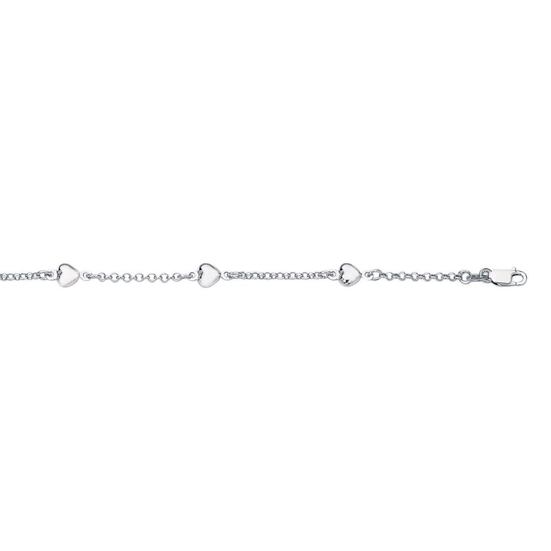 14k White Gold Anklet with Puffed Heart Design Product Image