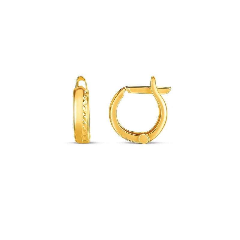 14k Yellow Gold Textured Huggie Hoops(3x10mm) 14K yellow gold textured huggie hoop earrings, 3x10mm, without stones