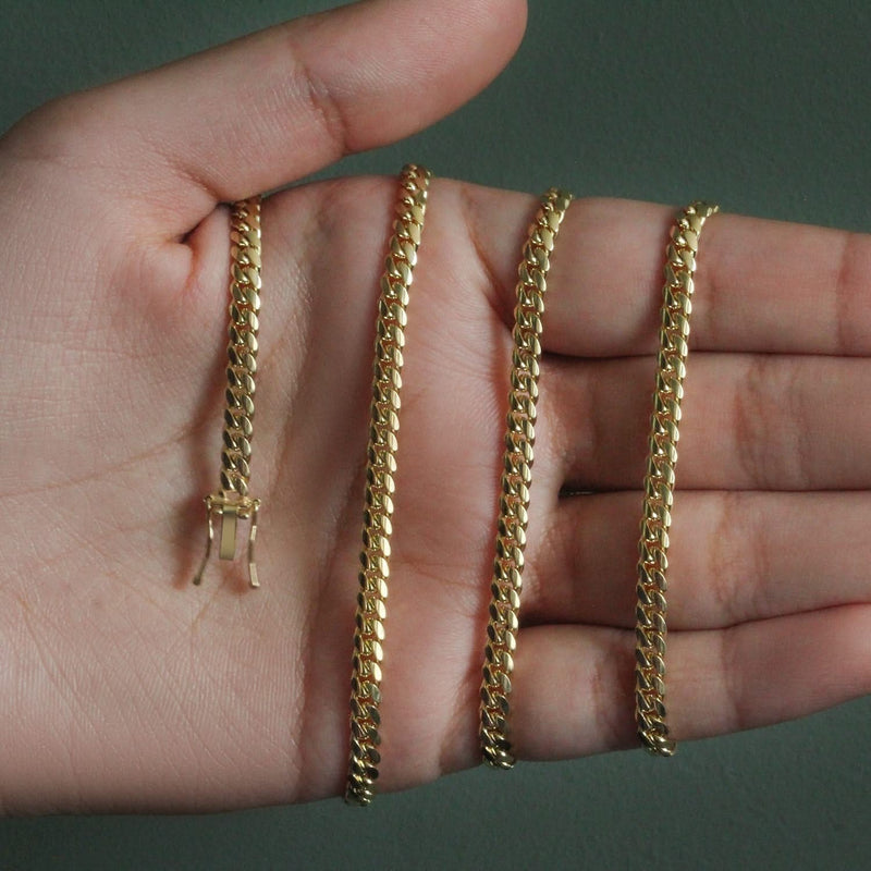 4.0mm 14k Yellow Gold Classic Solid Miami Cuban Chain Product Image