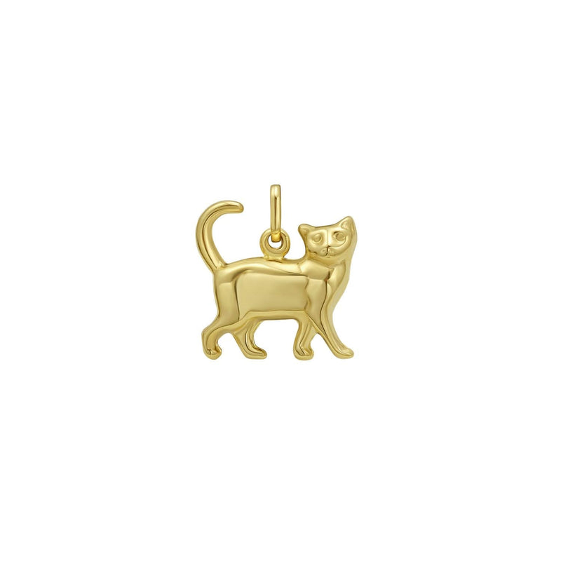 14K Yellow Gold Cat Charm Pendant 14K yellow gold cat charm pendant with polished seated cat design and fixed bail