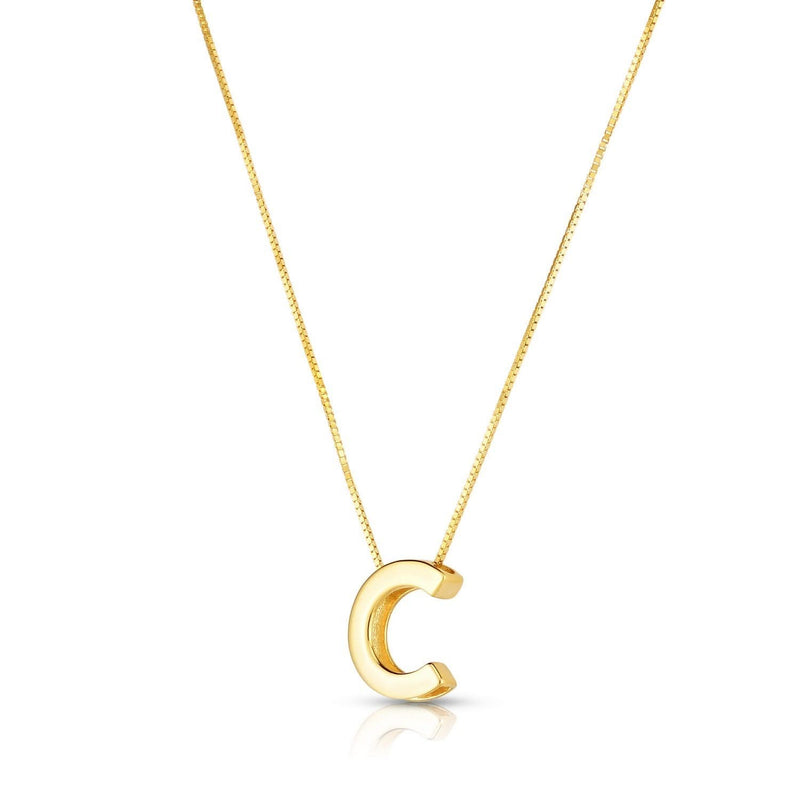 14K Yellow Gold Yours Truly Block Letter Initial C Necklace 14K yellow gold block letter initial C pendant necklace