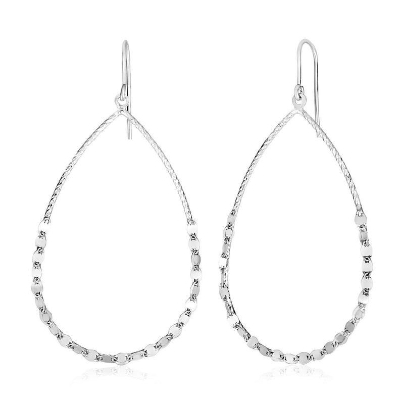 Sterling Silver Textured Teardrop Motif Dangle Earrings 925 sterling silver textured teardrop motif dangle earrings