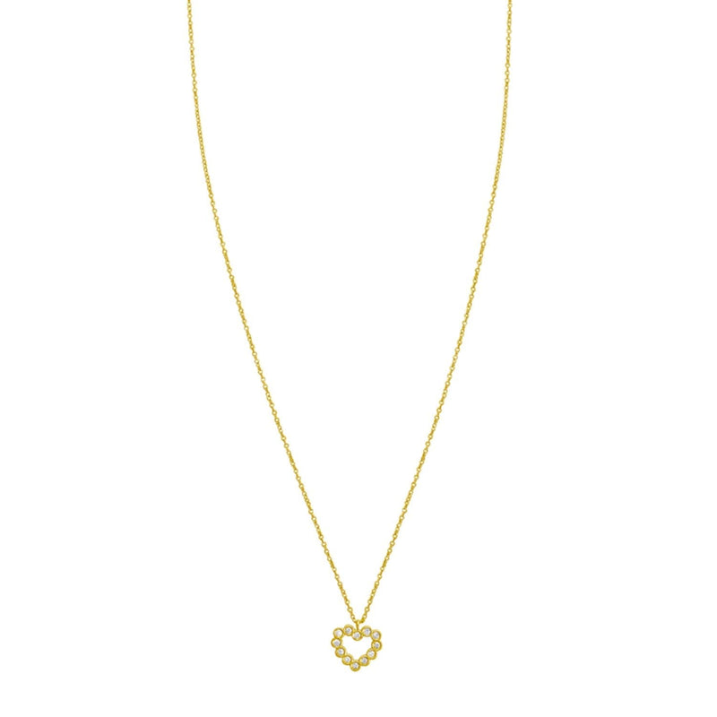 14K Yellow Gold Petite Diamond Heart Necklace 14K yellow gold necklace with heart diamond pendant on a fine chain