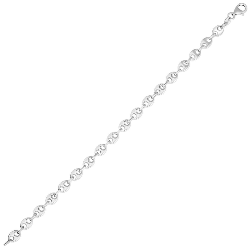 Sterling Silver Rhodium Plated Puffed Mariner Bracelet (3.70 mm) 925 sterling silver rhodium plated puffed mariner link bracelet, 3.70 mm wide