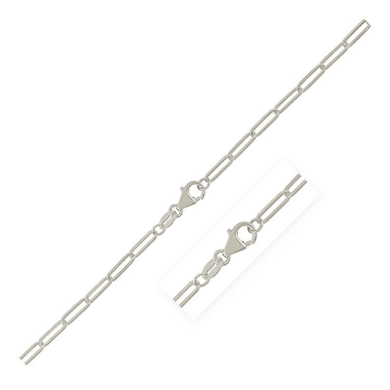 Sterling Silver Rhodium Plated Paperclip Anklet (2.50 mm) 925 rhodium plated sterling silver paperclip anklet, 2.50 mm links