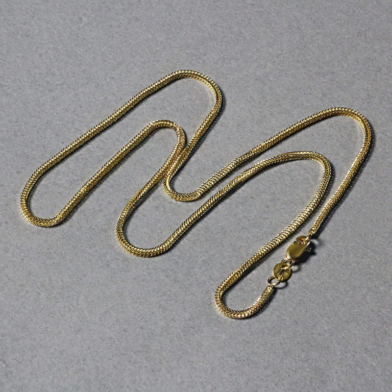 14k Yellow Gold Foxtail Chain (1.00 mm) 14K yellow gold foxtail chain in a 1.00 mm woven rope pattern