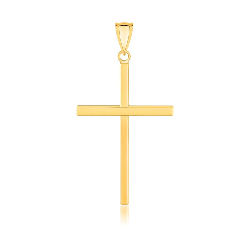 14k Yellow Gold Polished Flat Cross Pendant 14K yellow gold polished flat Latin cross pendant with fixed top bail