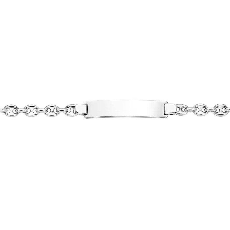 14k White Gold Figaro Chain Fancy Childrens ID Bracelet (3.30 mm) 14K white gold Figaro chain children's ID bracelet, 3.30 mm width