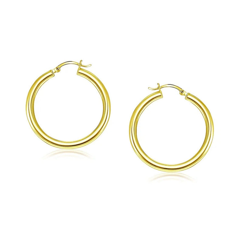 14k Yellow Gold Polished Hoop Earrings (4x25mm) Product Image