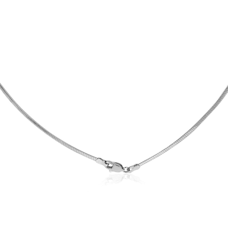 14k White Gold Classic Omega Style Chain (2.00 mm) 14K white gold omega style chain, 2.00 mm smooth rounded link pattern