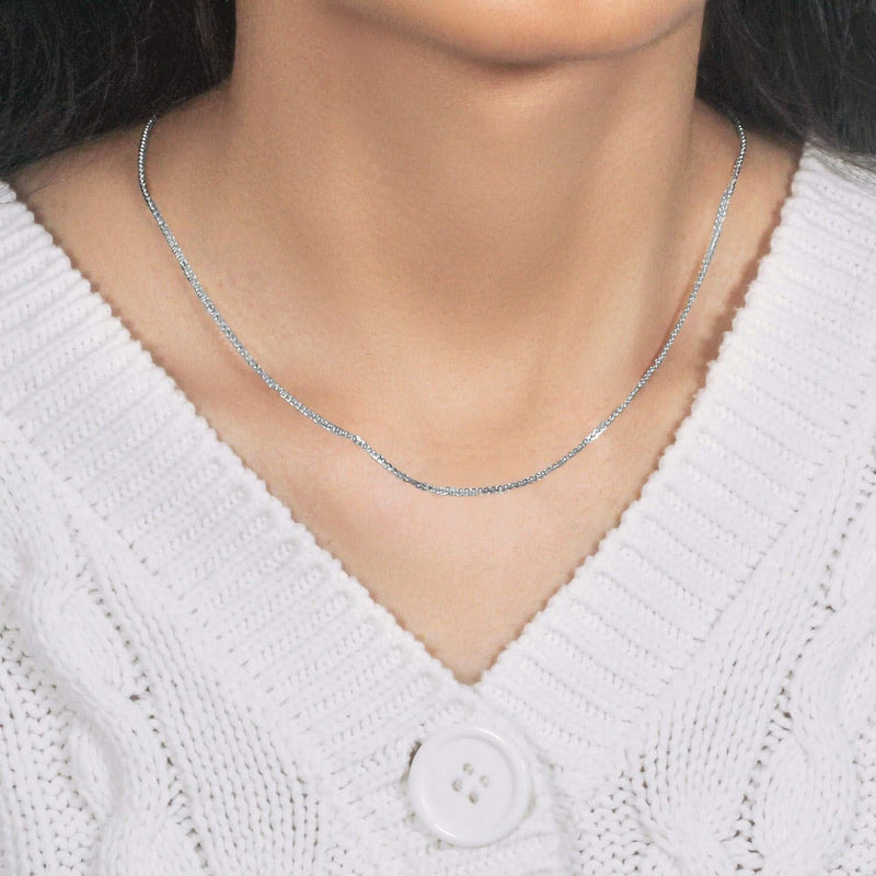 14k White Gold Square Wheat Chain (1.80 mm) 14K white gold square wheat chain in a fine 1.80 mm braided link pattern