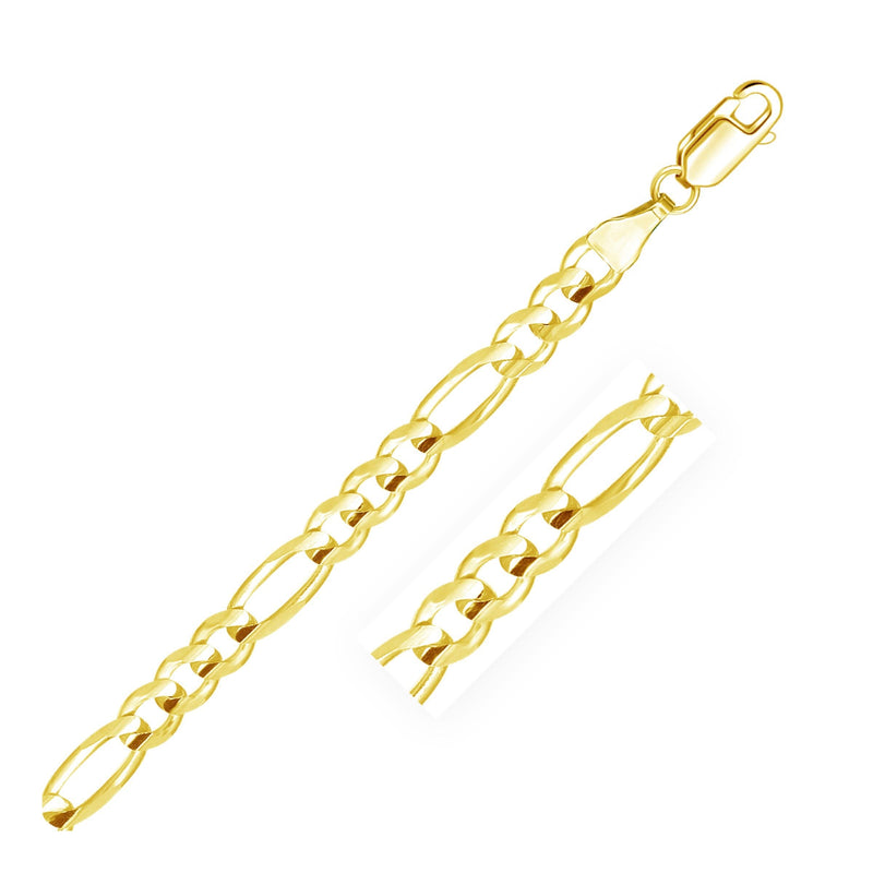 10K Yellow Gold Solid Figaro Chain (5.30 mm) 10K yellow gold Figaro chain with 5.30 mm alternating solid links
