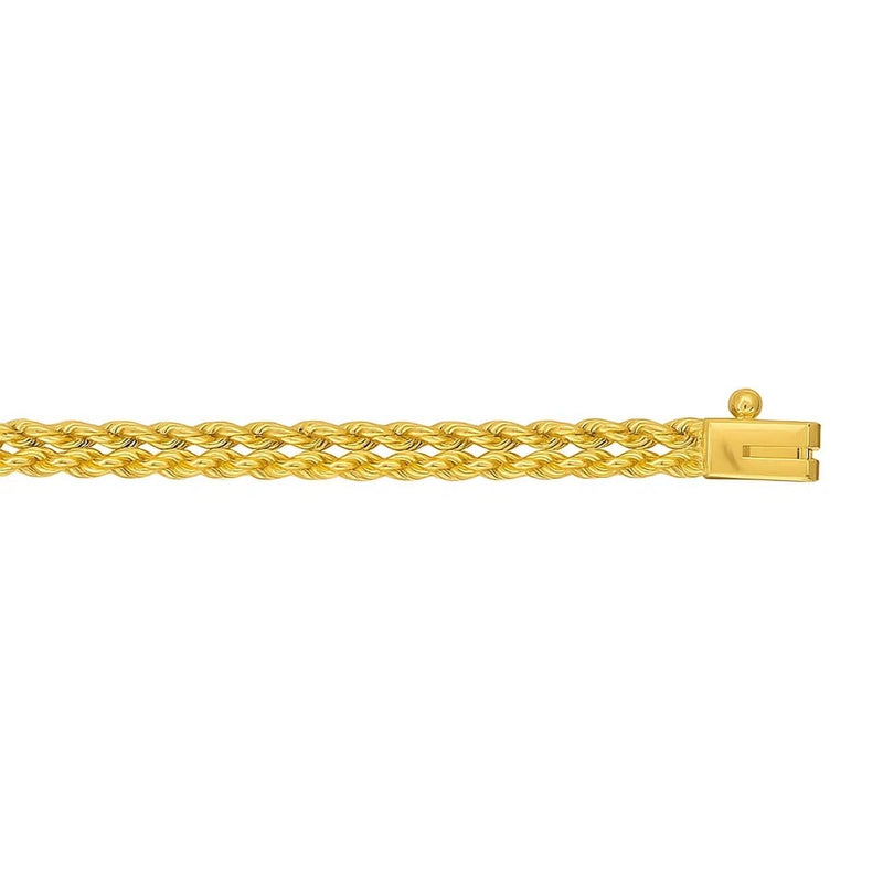 14k Yellow Gold Two Row Rope Bracelet (3.90 mm) 14K yellow gold two row rope chain bracelet, 3.90 mm width
