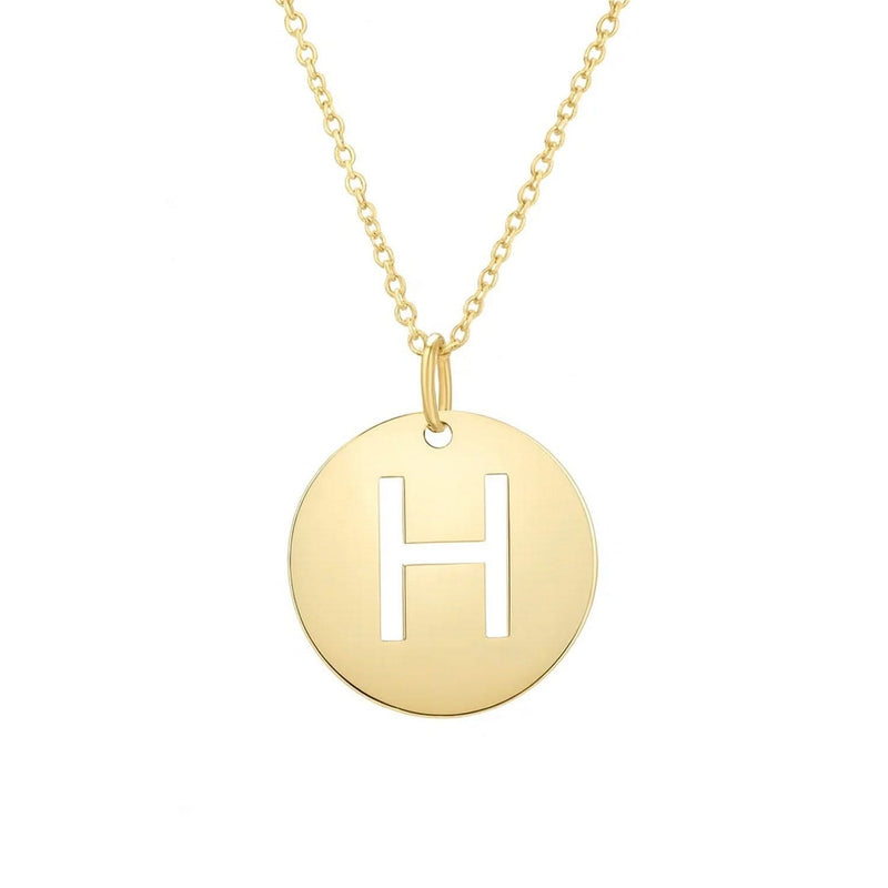 14K Yellow Gold Disc Initial H Pendant 14K yellow gold disc initial H pendant with soldered bail
