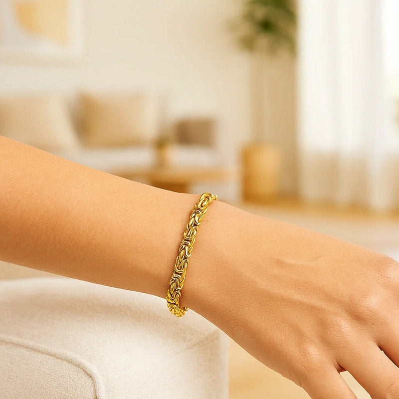 14k Yellow Gold Byzantine Link Stylish Bracelet (9.00 mm) 14K yellow gold Byzantine link bracelet, 9.00 mm wide, no stones