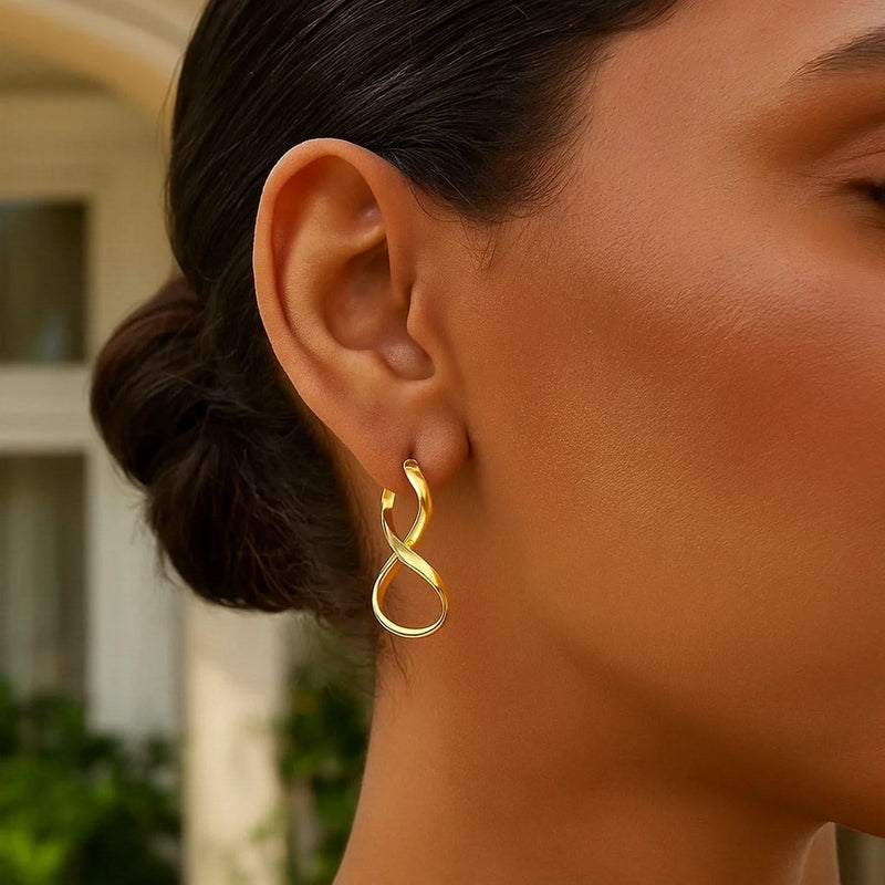14k Yellow Gold Polished Infinity Shape Drop Earrings Product Image