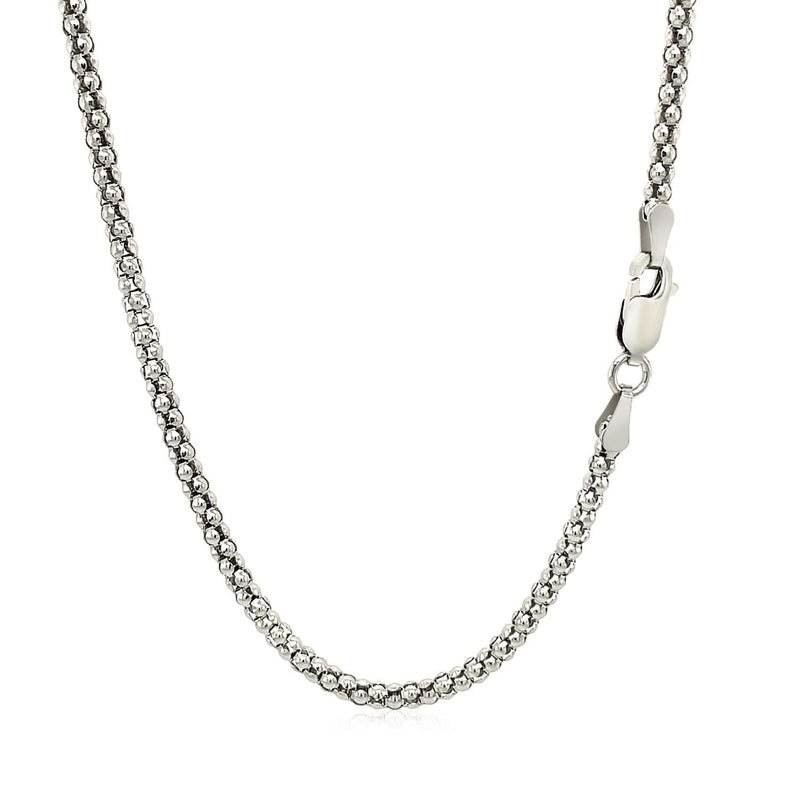 Rhodium Plated 2.5mm Sterling Silver Popcorn Style Chain (2.50 mm) Product Image