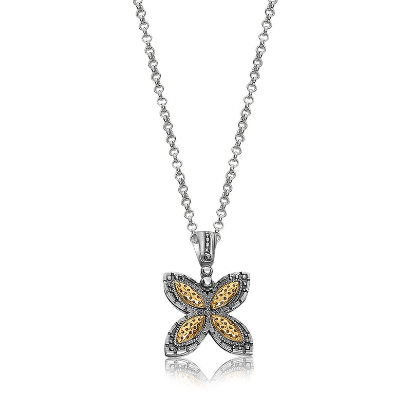 18K Yellow Gold and Sterling Silver Filigree Butterfly Motif Pendant 18K yellow gold and sterling silver filigree butterfly motif pendant