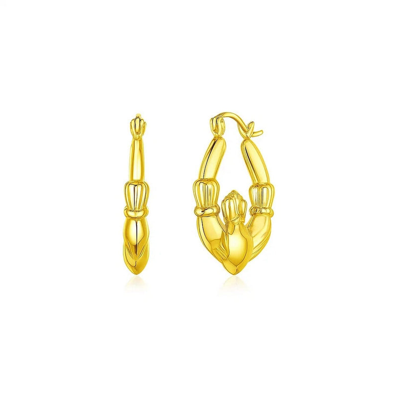 14K Yellow Gold Claddagh Symbol Hoop Earrings Product Image