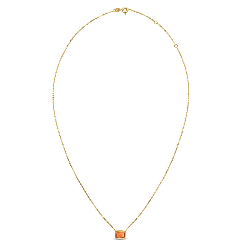 14K Yellow Gold Emerald Cut Citrine Necklace 14K yellow gold necklace with emerald-cut citrine stone in four-prong setting