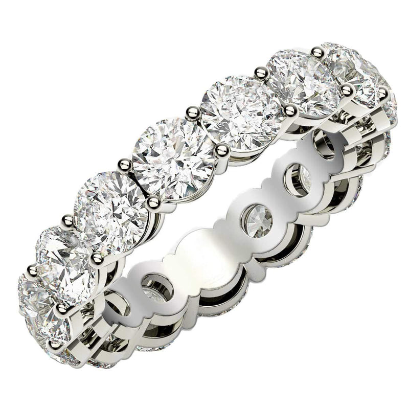 Round Cut Lab Grown Diamond Eternity Ring in 14k White Gold (5 cttw FG/VS2) 14K white gold eternity ring with round diamond stones set all around