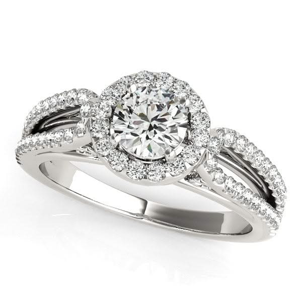 14k White Gold Diamond Engagement Ring with Teardrop Split Shank (7/8 cttw) Product Image