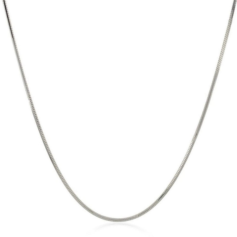 Rhodium Plated 1.3mm Sterling Silver Snake Style Chain (1.30 mm) Rhodium plated 925 sterling silver 1.3mm snake chain necklace