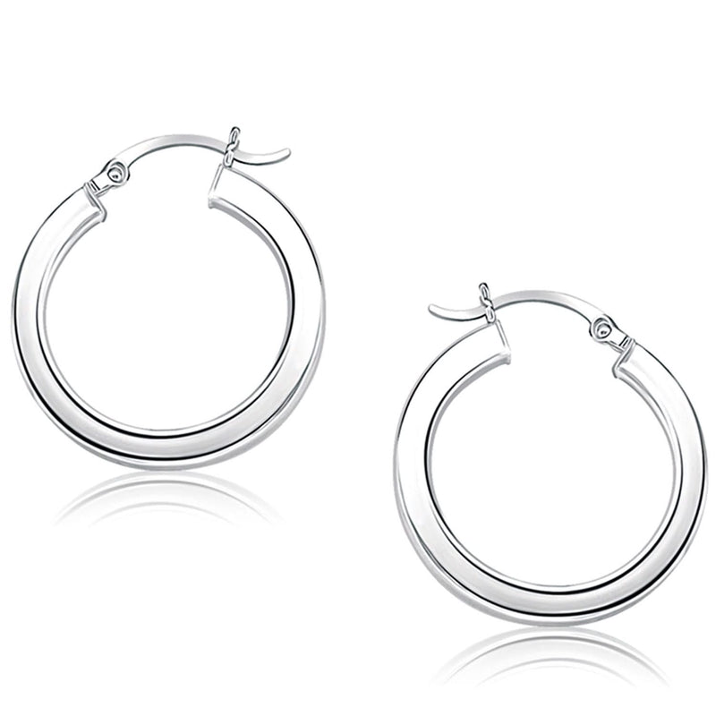 14K White Gold Flat Side Hoop Earrings 14K white gold flat side hoop earrings with clean polished profile