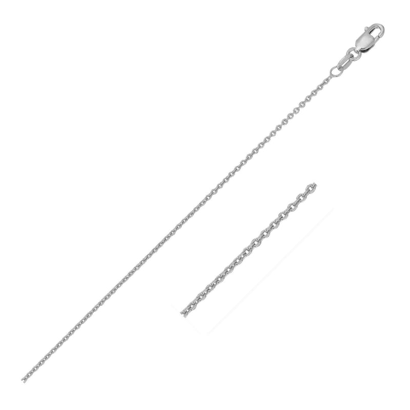14k White Gold Round Cable Link Chain (1.10 mm) 14K white gold cable link chain in a fine 1.10 mm round-wire gauge
