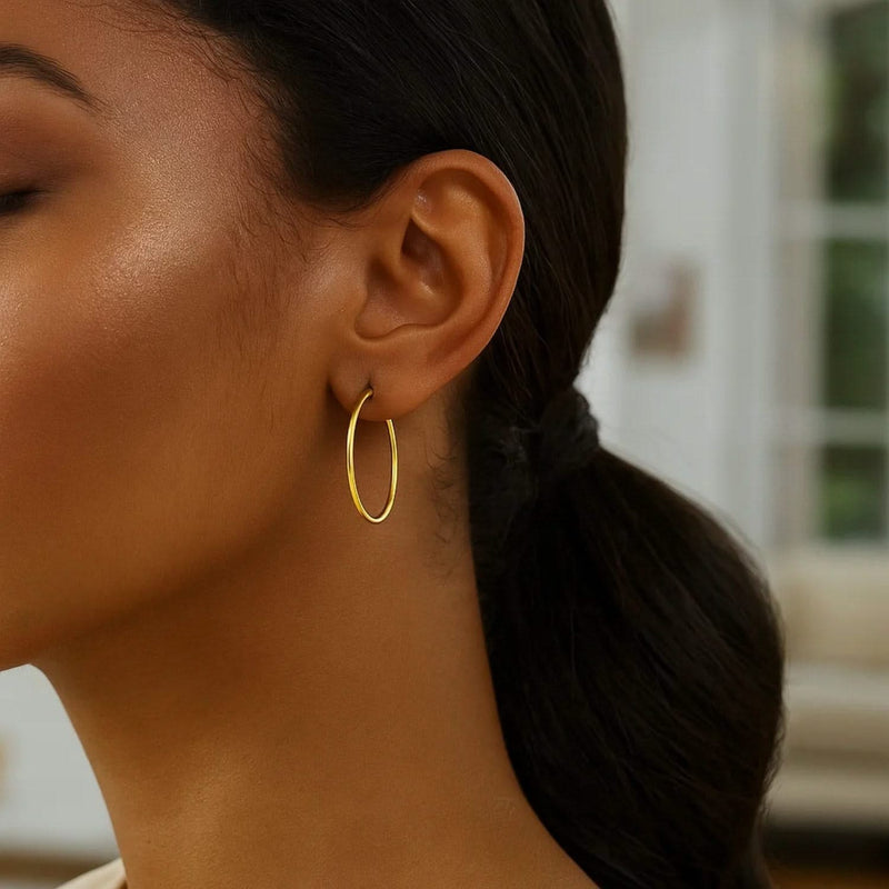 14k Yellow Gold Polished Hoop Earrings (2x30mm) Product Image