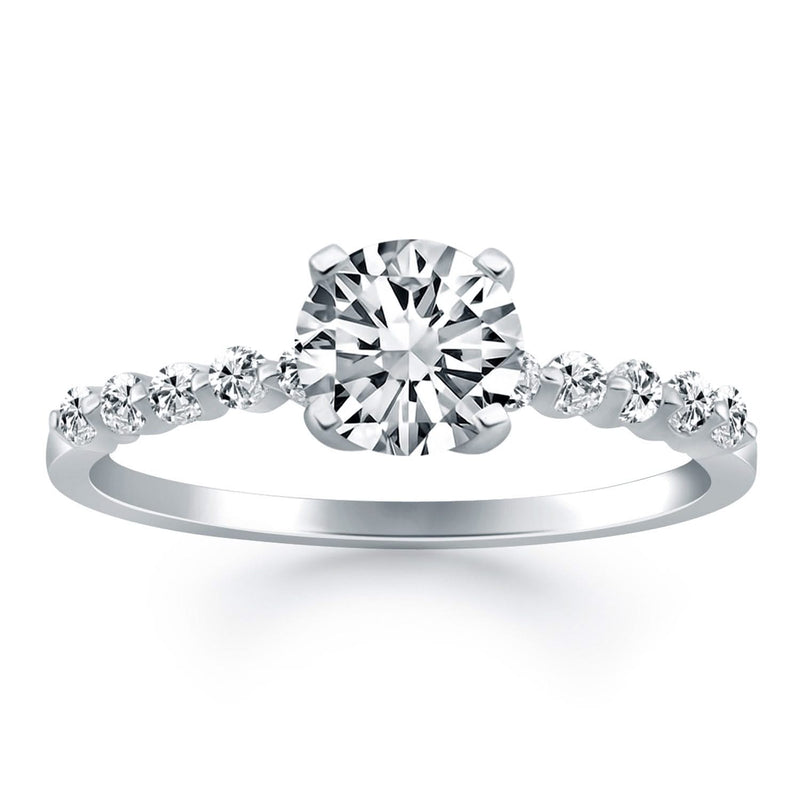 14k White Gold Diamond Engagement Ring with Shared Prong Diamond Accents 14K white gold engagement ring with shared prong diamond accent stones