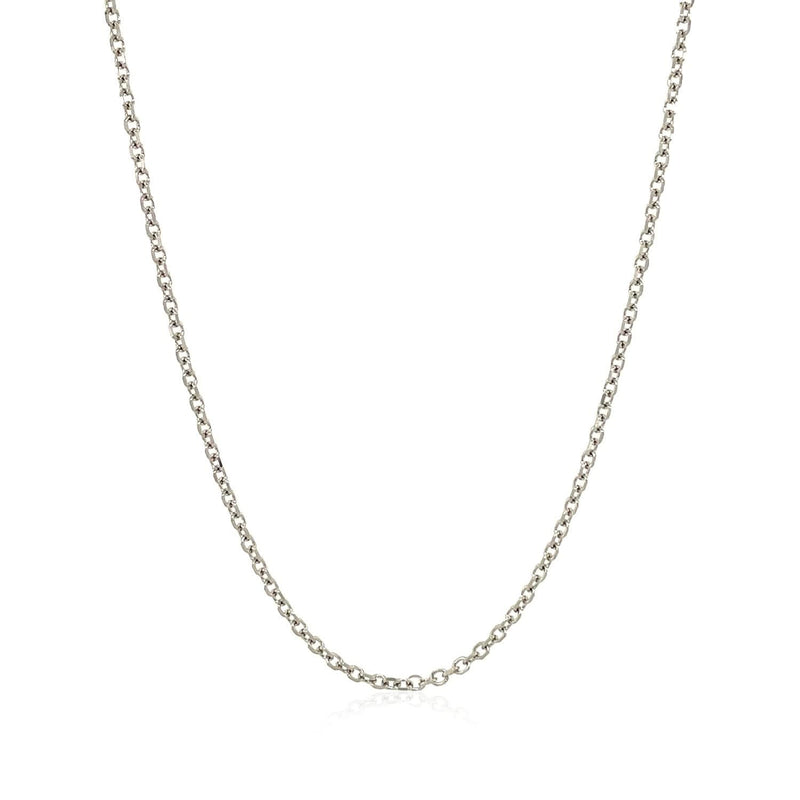 14k White Gold Diamond Cut Cable Link Chain (1.5 mm) 14K white gold cable link chain with diamond-cut links