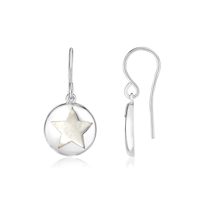 Sterling Silver Star Cutout Earrings with Mother of Pearl Sterling silver star cutout earrings with pear mother of pearl stones