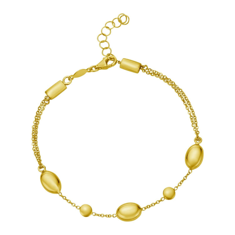 14K Yellow Gold Adjustable Puff Pebble Bracelet And Anklet 14K yellow gold adjustable puff pebble bracelet and anklet