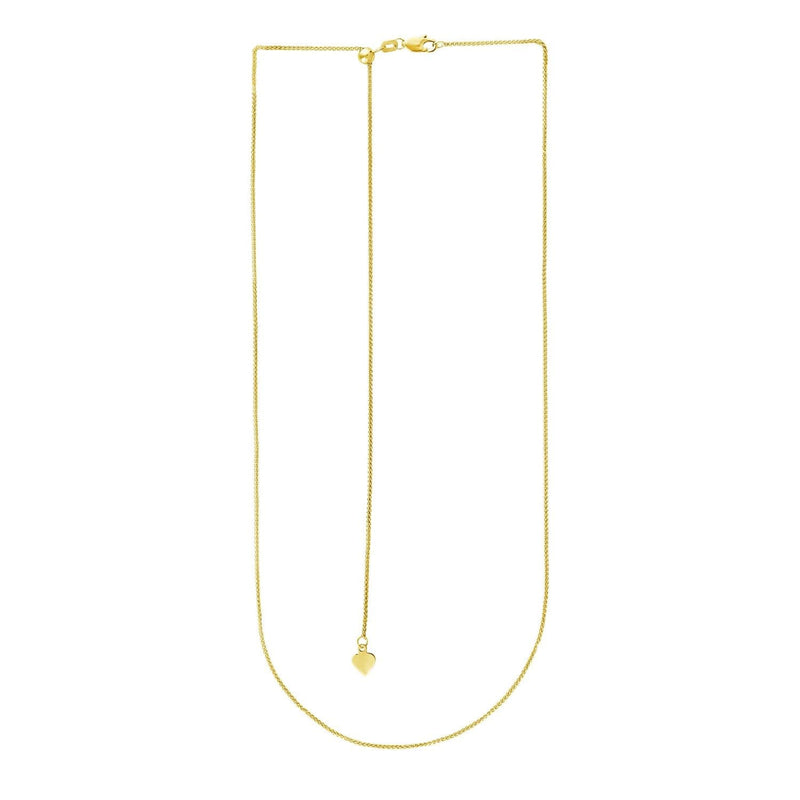 14k Yellow Gold Adjustable Wheat Chain (1.00 mm) 14K yellow gold adjustable wheat chain in a fine 1.00 mm braided link pattern