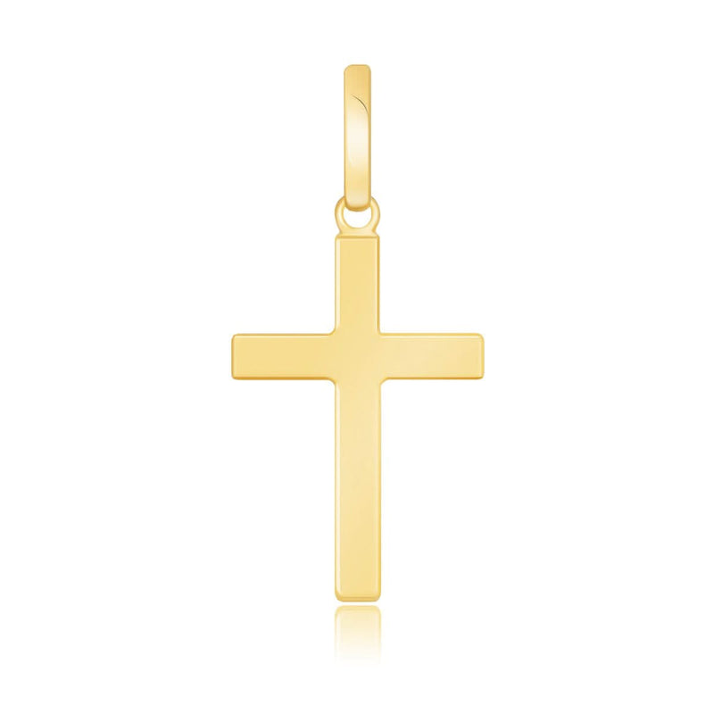14K Yellow Gold Small Polished Flat Cross Pendant 14K yellow gold small polished flat cross pendant with integrated bail