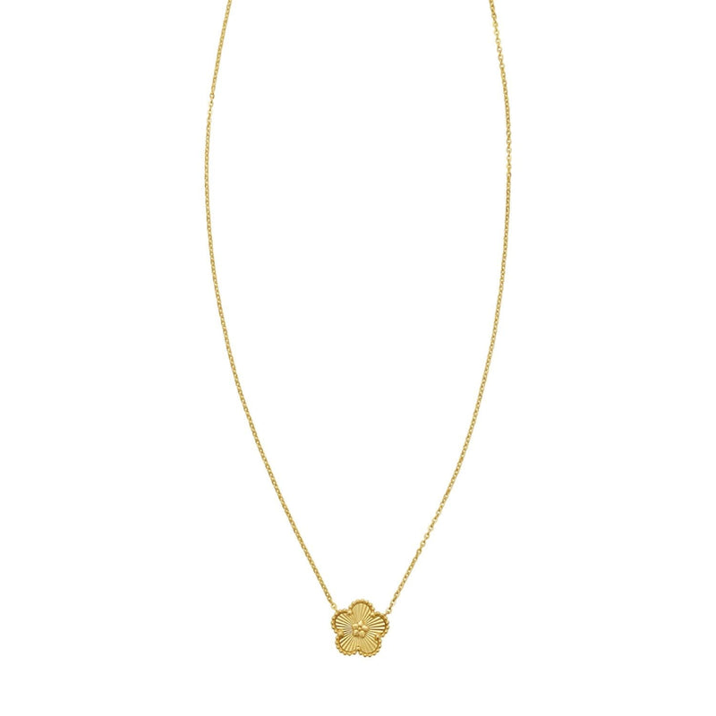 14K Yellow Gold Radiating Flower Necklace 14K yellow gold radiating flower pendant necklace with layered petal design