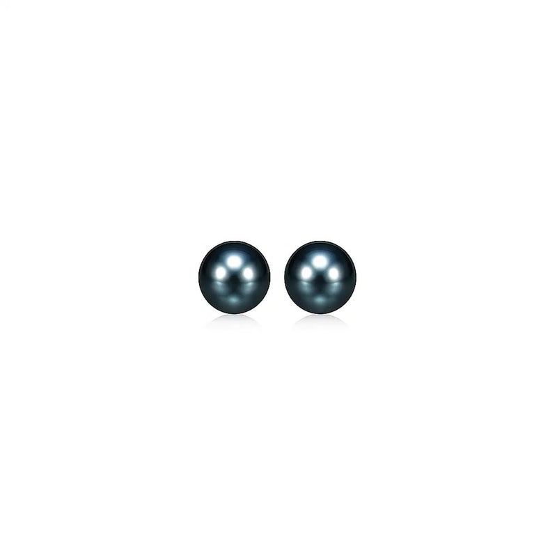 14k Yellow Gold Cultured Black Pearl Stud Earrings (6mm) Product Image