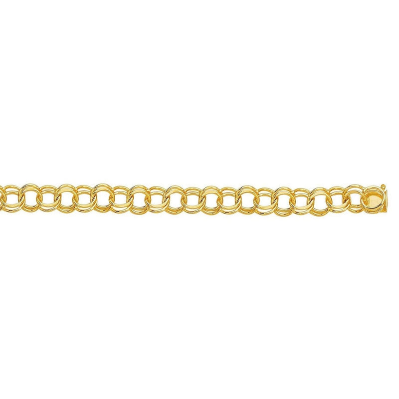 14k Yellow Gold Solid Double Link Charm Bracelet (10.00 mm) Product Image