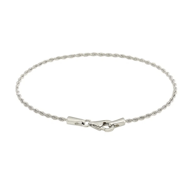 14k White Gold Solid Diamond Cut Rope Bracelet (1.60 mm) Product Image
