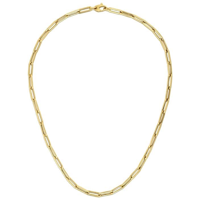 10K Yellow Gold Lite Paperclip Chain (4.20 mm) 10K yellow gold paperclip chain with elongated flat oval links, 4.20 mm wide