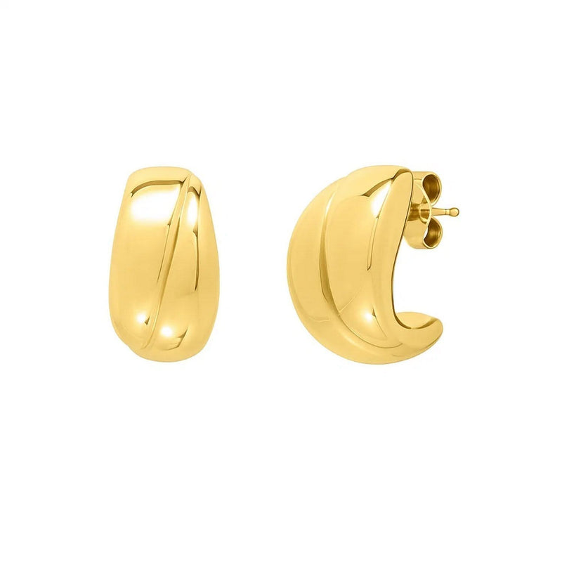 Puffed Up Split Hoop Earrings in 14K Yellow Gold 14K yellow gold puffed split hoop earrings with no stones