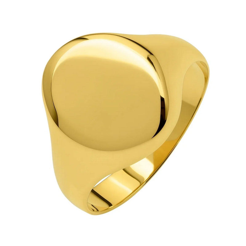 Classic Signet Ring in 10K Yellow Gold 10K yellow gold signet ring with flat polished oval face and tapered band