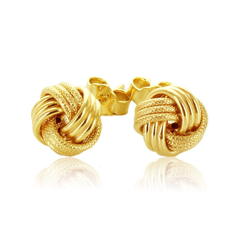 14k Yellow Gold Love Knot with Ridge Texture Earrings Product Image