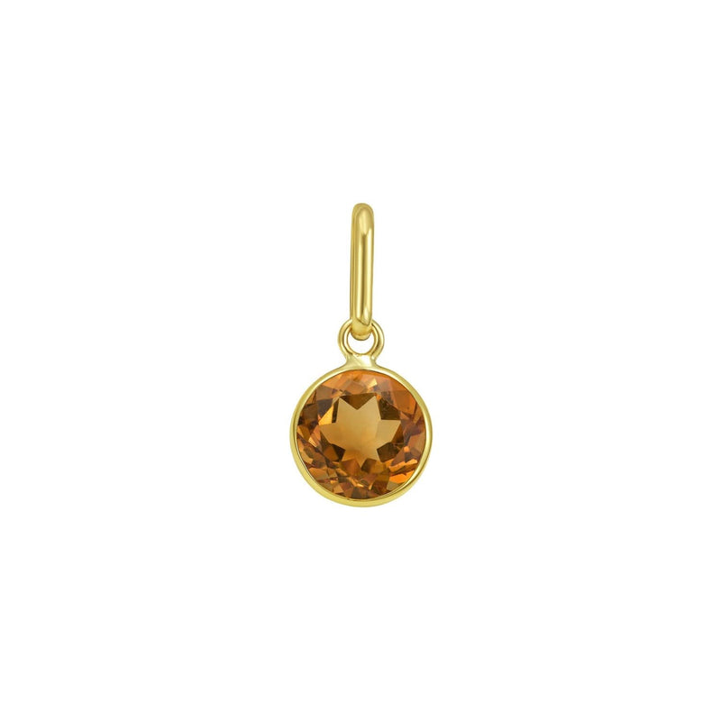 14K Yellow Gold Round Citrine Charm Pendant 14K yellow gold pendant with round citrine stone in bezel setting