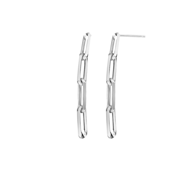 Sterling Silver Four Link Paperclip Dangle Earrings Sterling silver 925 four link paperclip dangle earrings with polished oval links