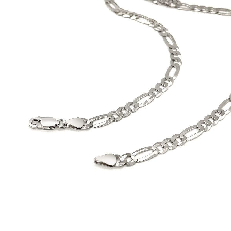 Rhodium Plated Sterling Silver Figaro Style Chain (5.40 mm) Product Image