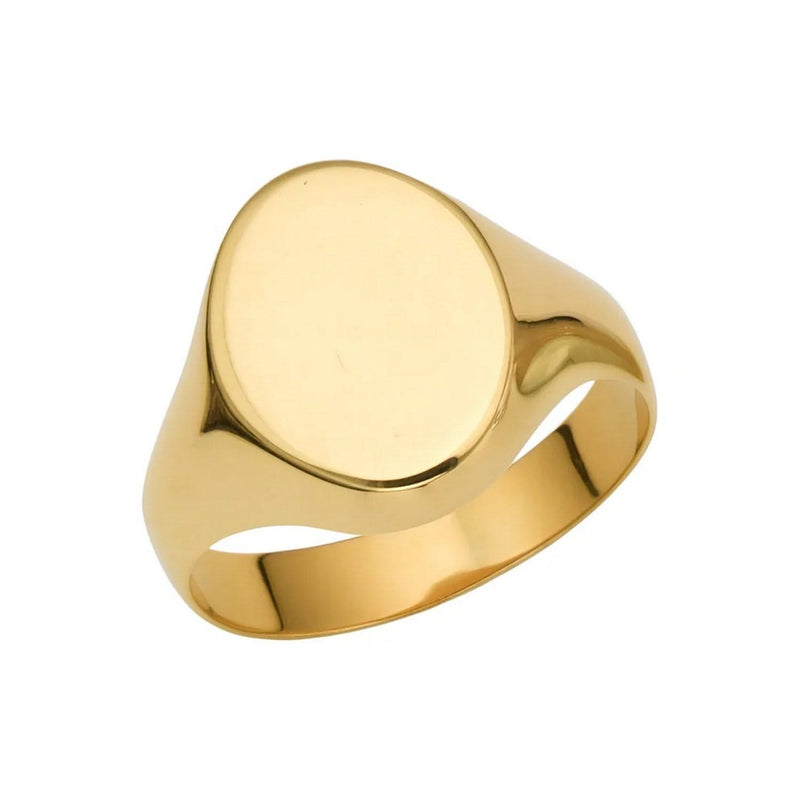 14K Yellow Gold Oval Signet Ring 14K yellow gold signet ring with oval polished face and tapered band