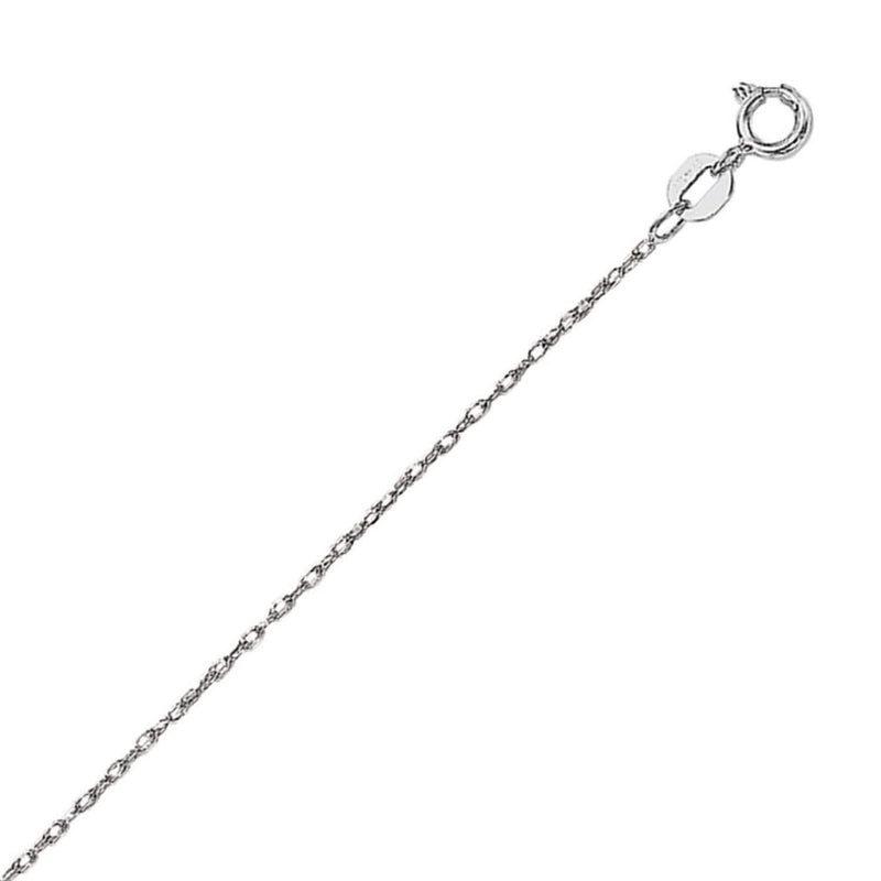 14k White Gold Machine Rope Chain (0.80 mm) 14K white gold rope chain in a fine 0.80 mm twisted gauge